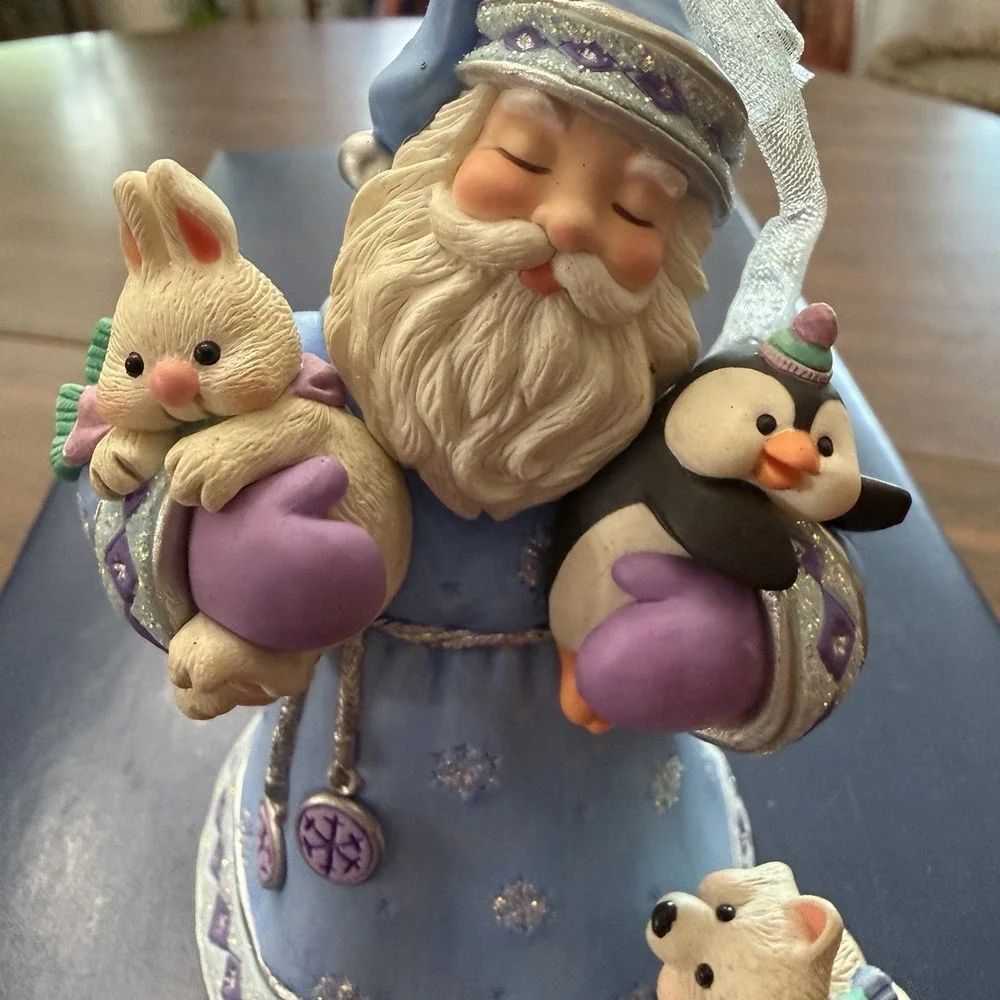 2002 Hallmark Blue Santa Christmas Ornament Bunny Penguin Polar Bear